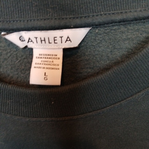 Athleta Forever Fleece Relaxed Crew Sweatshirt Cypress Women's Large Pullover - Picture 3 of 10